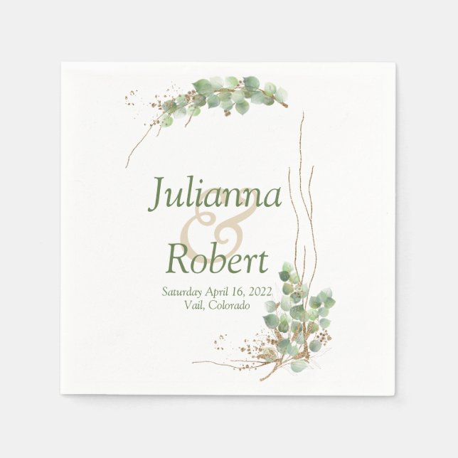 Eukalyptus und Goldnacken Serviette (Vorderseite)