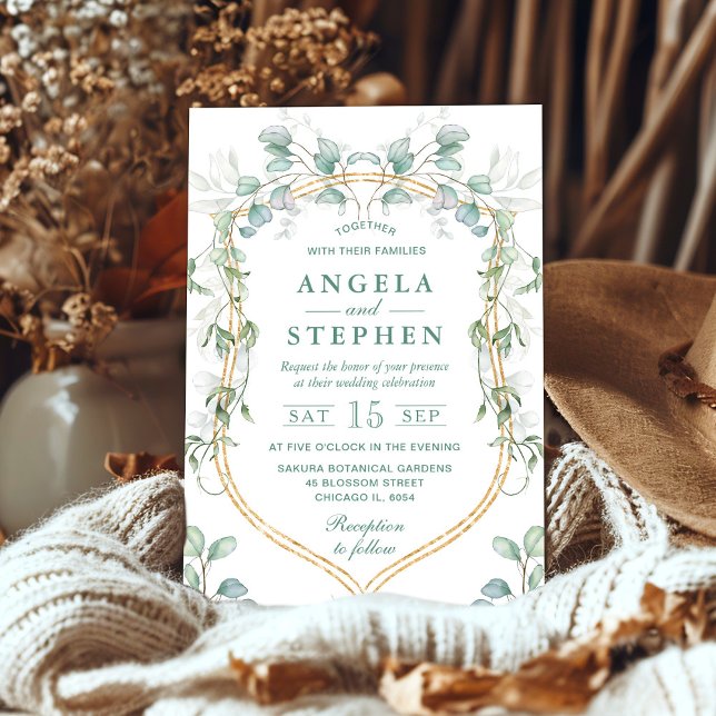 Eukalyptus und Goldrahmen für Wasserfarben Einladung (Von Creator hochgeladen)