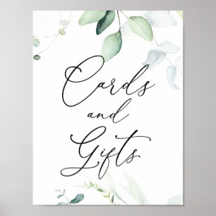 Eukalyptus und Grüne Karten und Geschenkszeichen Poster