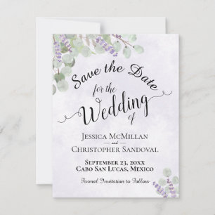 Eukalyptus und Lila Hochzeit mit Lavendel Chic Save The Date