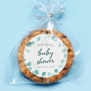 Eukalyptus und Marble Baby Dusche Runder Aufkleber