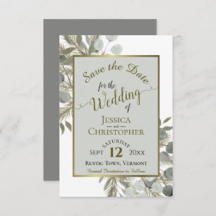 Eukalyptus und Pine Gray Wedding Save The Date