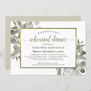 Eukalyptus und Pine Wedding Probe Dinner Einladung