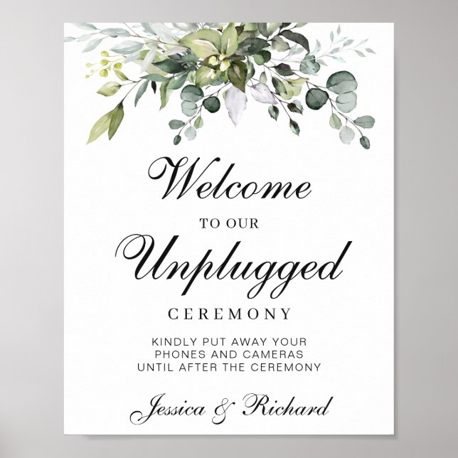 Eukalyptus Unplugged Wedding Welcome Poster Sign (Vorne)