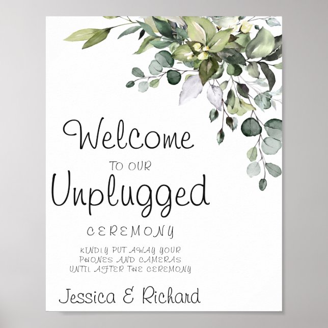 Eukalyptus Unplugged Wedding Welcome Poster Sign (Vorne)