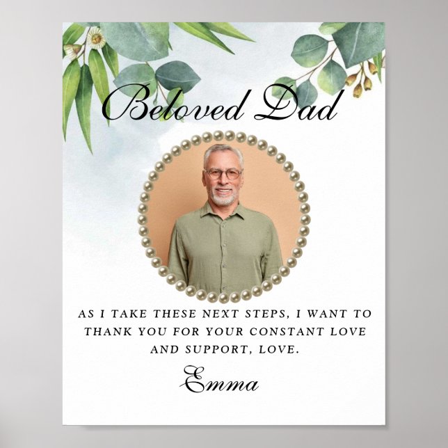 Eukalyptus Vater der Braut Danke, Geschenk Poster (Vorne)