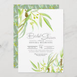 Eukalyptus verlasse Aquarellfarben-Brautparty Einladung<br><div class="desc">Hübsche botanische Aquarell Eukalyptus verlasse Brautduschen vor der Hochzeit Einladungen. Schöne Duscheinladungen,  ideal für ein botanisches oder eukalyptus thematisches Brautparty. Personalisieren Sie Ihre persönlichen Daten. Weitere passende Artikel sind ebenfalls verfügbar. © Original eucalyptus Blätter,  buds and nutlets Aquarellmalerei art and design by Sarah Trett www.sarahtrett.com for www.mylittleedenweddings.com</div>