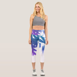 Eukalyptus verlasse blaues, lila Hochwaisted-Capri Capri Leggings