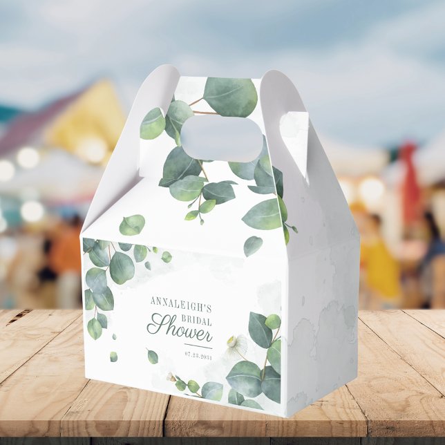Eukalyptus Verlasse Botanisches Grünes Brautparty Geschenkschachtel (Eucalyptus Leaves Botanical Greenery Bridal Shower Favor Boxes)