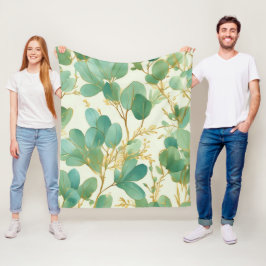Eukalyptus Verlasse ein grünes und goldenes Design Fleecedecke