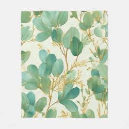 Eukalyptus Verlasse ein grünes und goldenes Design Fleecedecke