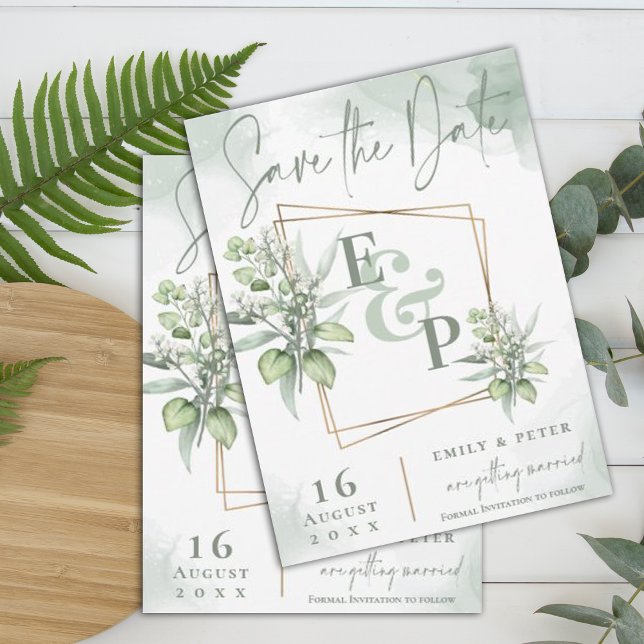 Eukalyptus Verlasse Gold Frame Greenerity Wedding Save The Date (Von Creator hochgeladen)