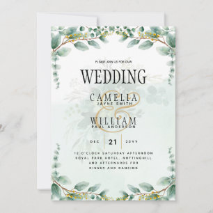 Eukalyptus Verlasse GOLD WEDD QR CODE BUDGET Einladung