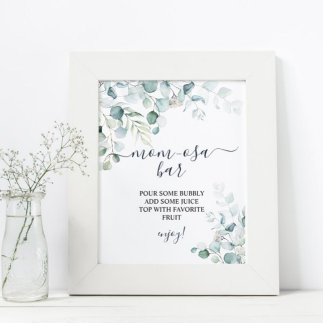 Eukalyptus Verlasse Grüne Dusche Momosa Bar Sign Poster (Von Creator hochgeladen)