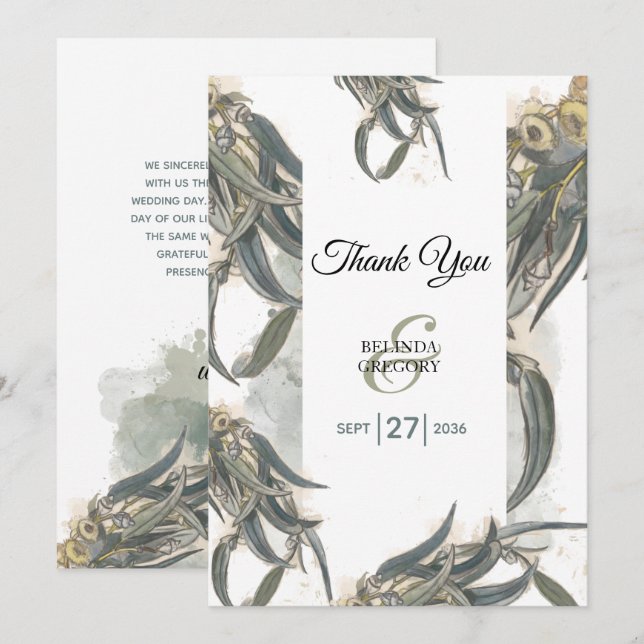 Eukalyptus Verlasse Grüne Hochzeit Dankeskarte (Vorne/Hinten)