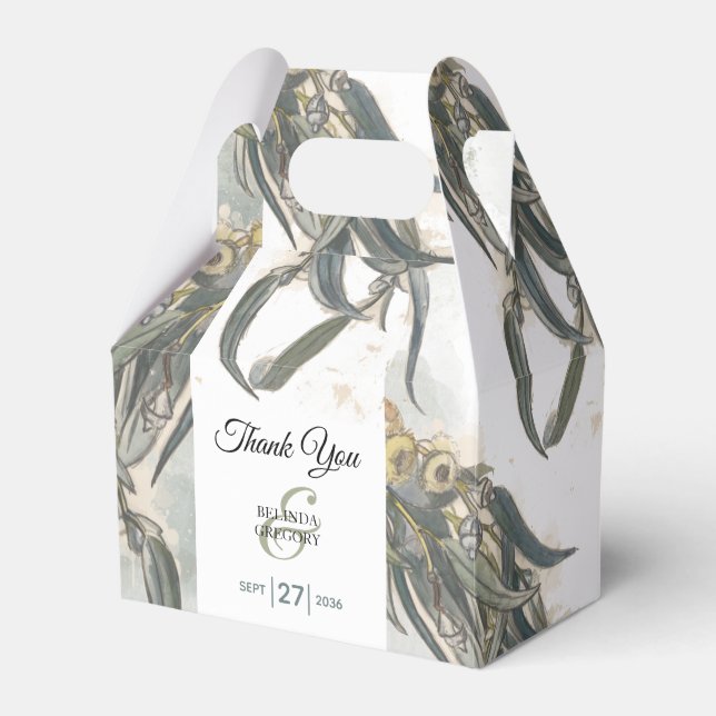 Eukalyptus Verlasse Grüne Hochzeit Geschenkschachtel (Vorderseite)