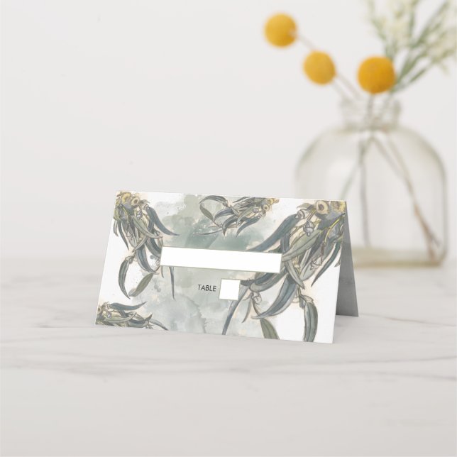 Eukalyptus Verlasse Grüne Hochzeit Platzkarte (Vorderseite)