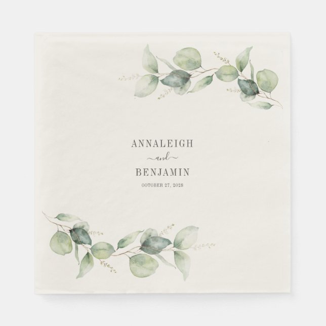 Eukalyptus Verlasse Grüne Hochzeit Serviette (Vorderseite)