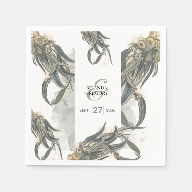 Eukalyptus Verlasse Grüne Hochzeit Serviette (Vorderseite)