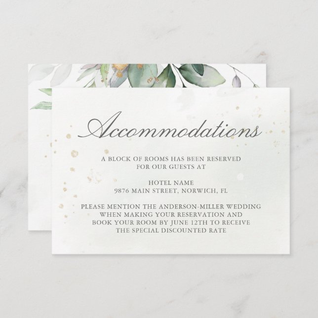 Eukalyptus Verlasse Grüne Hochzeitsunterkunft Begleitkarte