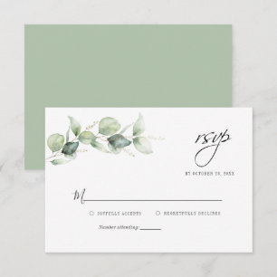 Eukalyptus Verlasse Grüne Minimalistische Hochzeit RSVP Karte