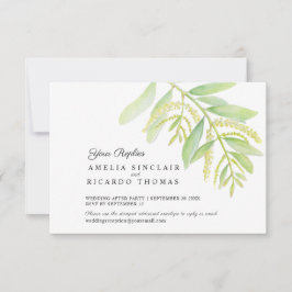 Eukalyptus verlasse Hochzeit mit grünem Wasser RSVP Karte