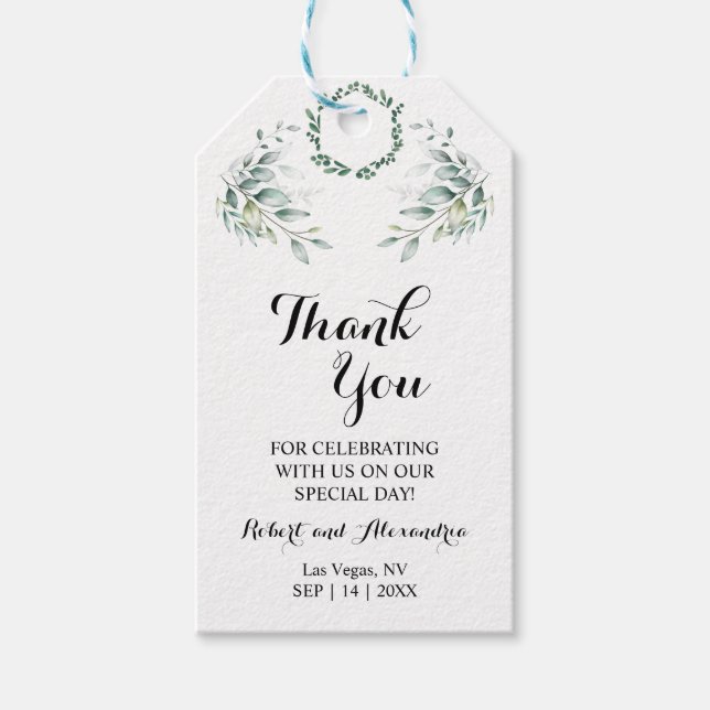 Eukalyptus Vielen Dank für die kommende Gastgesche Geschenkanhänger (Vorderseite)