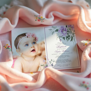 Eukalyptus Violet Blume Foto Girl Taufe Einladung