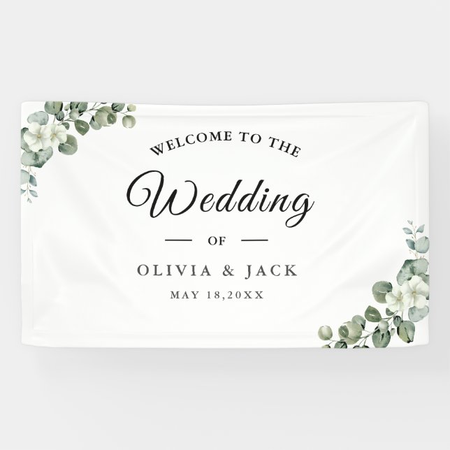 Eukalyptus wassercolor Rustikale Hochzeit Banner (Horizontal)