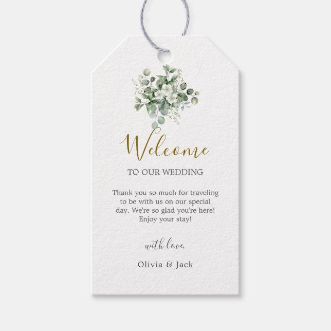 Eukalyptus wassercolor Rustikale Hochzeit Geschenkanhänger (Vorderseite)