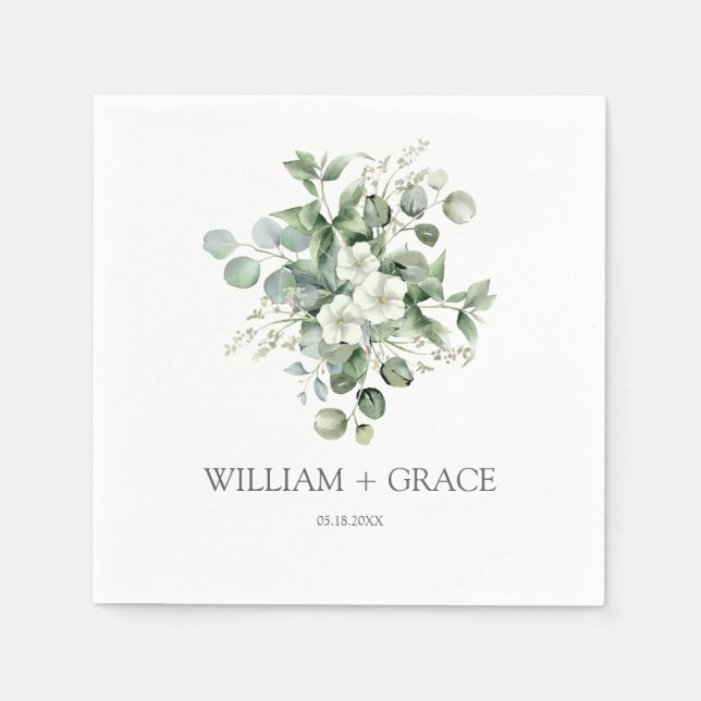Eukalyptus wassercolor Rustikale Hochzeit Serviette (Vorderseite)