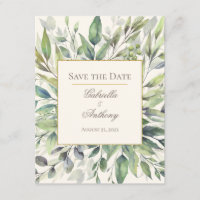 Eukalyptus-Wasserfarbe Save the Date