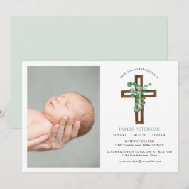 Eukalyptus Wasserfarben Moderne Taufe über das Fot Einladung