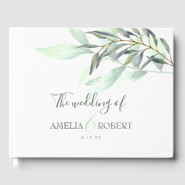 Eukalyptus Watercolor-Blätter Gästebuch