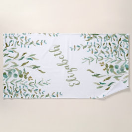 Eukalyptus Watercolor-Blätter Strandtuch