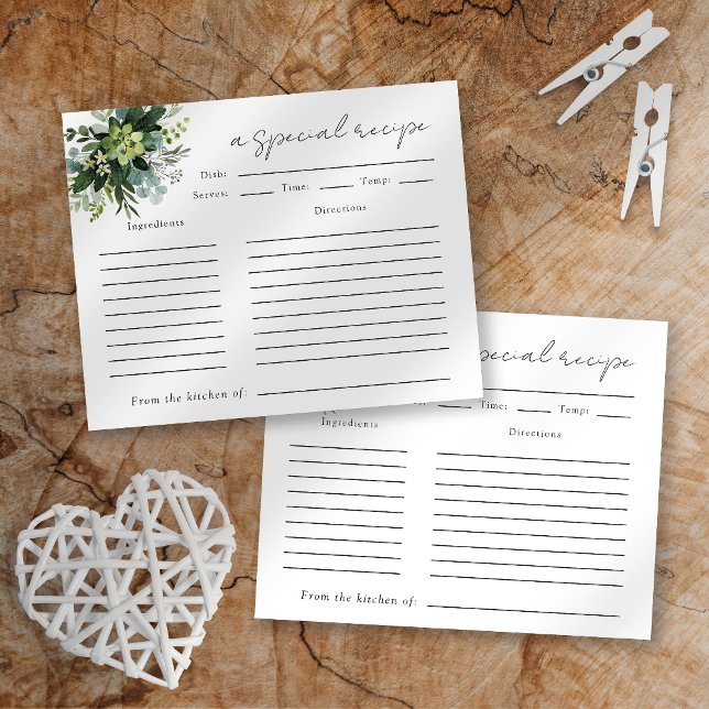 Eukalyptus Watercolor Brautparty Rezept-Karte (Von Creator hochgeladen)