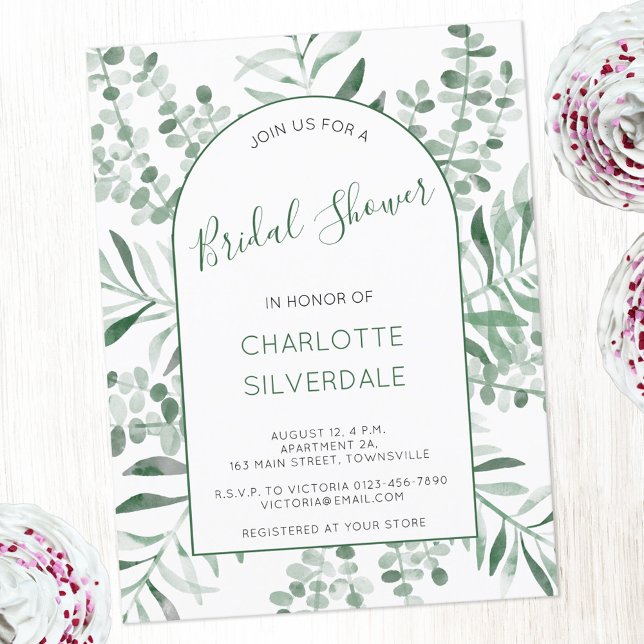 Eukalyptus Watercolor Bridal Dusche Einladung Postkarte (Eucalyptus greenery watercolor elegant bridal shower invitation )