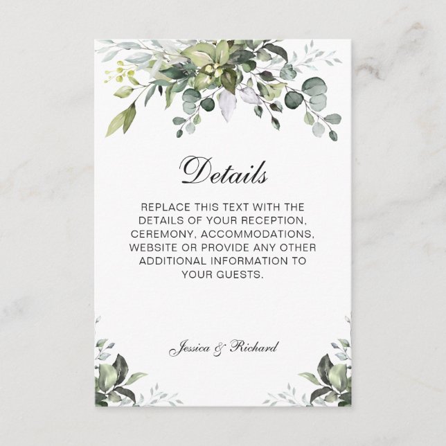 Eukalyptus Watercolor Details - Umschließungskarte Begleitkarte (Vorderseite)