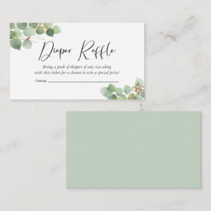 Eukalyptus Watercolor Diaper Raffle Baby Dusche Begleitkarte