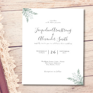 Eukalyptus Watercolor Einladung zur Hochzeit Flyer
