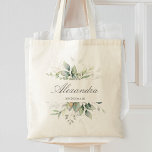 Eukalyptus Watercolor Elegante Wedding Bridesmaid Tragetasche<br><div class="desc">Schöne personalisierte Totentasche mit Aquarell Eukalyptus und goldenen Blätter.</div>