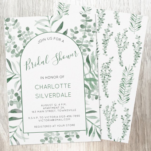 Eukalyptus Watercolor Elegantes Brautparty Einladung (Eucalyptus greenery watercolor elegant bridal shower invitation )