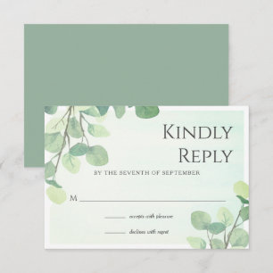 Eukalyptus Watercolor Floral Wedding RSVP Card Karte