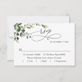 Eukalyptus Watercolor Floral Wedding RSVP Karte
