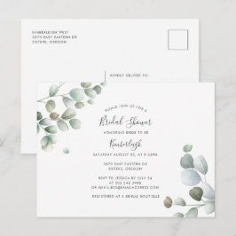 Eukalyptus Watercolor Foliage Brautparty Einladungspostkarte