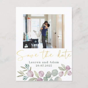 Eukalyptus Watercolor Foto Save the Date Ankündigungspostkarte