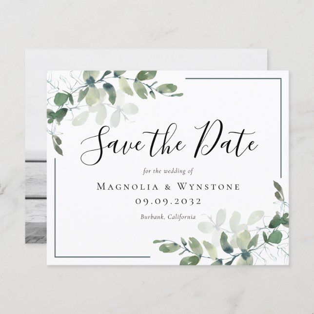 Eukalyptus Watercolor-Hochzeit im Haushalt speiche (Vorne/Hinten)