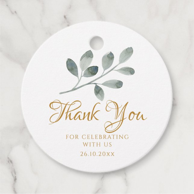 Eukalyptus Watercolor Minimalistisch Vielen Dank Geschenkanhänger (Vorderseite)
