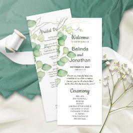 Eukalyptus Watercolor Minimalistische Hochzeitspro Programm