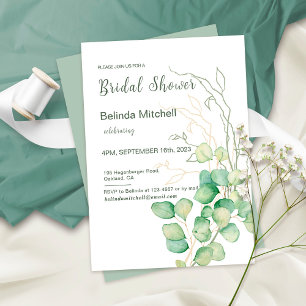 Eukalyptus Watercolor Minimalistisches Brautparty Einladung